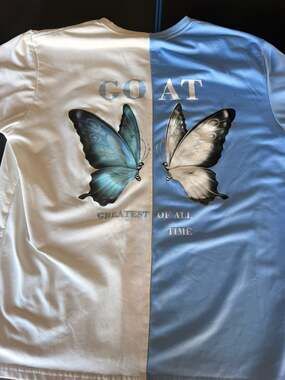 GOAT Greatest Of All Time Butterfly Graphic Split Color T-Shirt